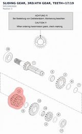 Diagram preview: SLIDING GEAR, 3RD/4TH GEAR, TEETH=17/19 (50533003000)