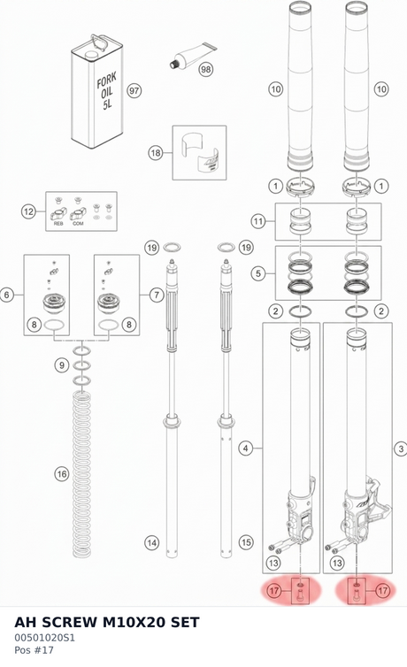 Diagram preview: AH SCREW M10X20 SET (00501020S1)