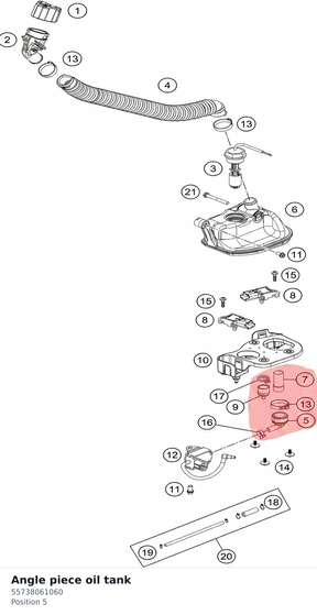 Diagram preview: Angle piece oil tank (55738061060)