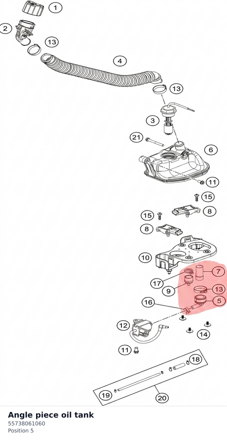 Diagram preview: Angle piece oil tank (55738061060)