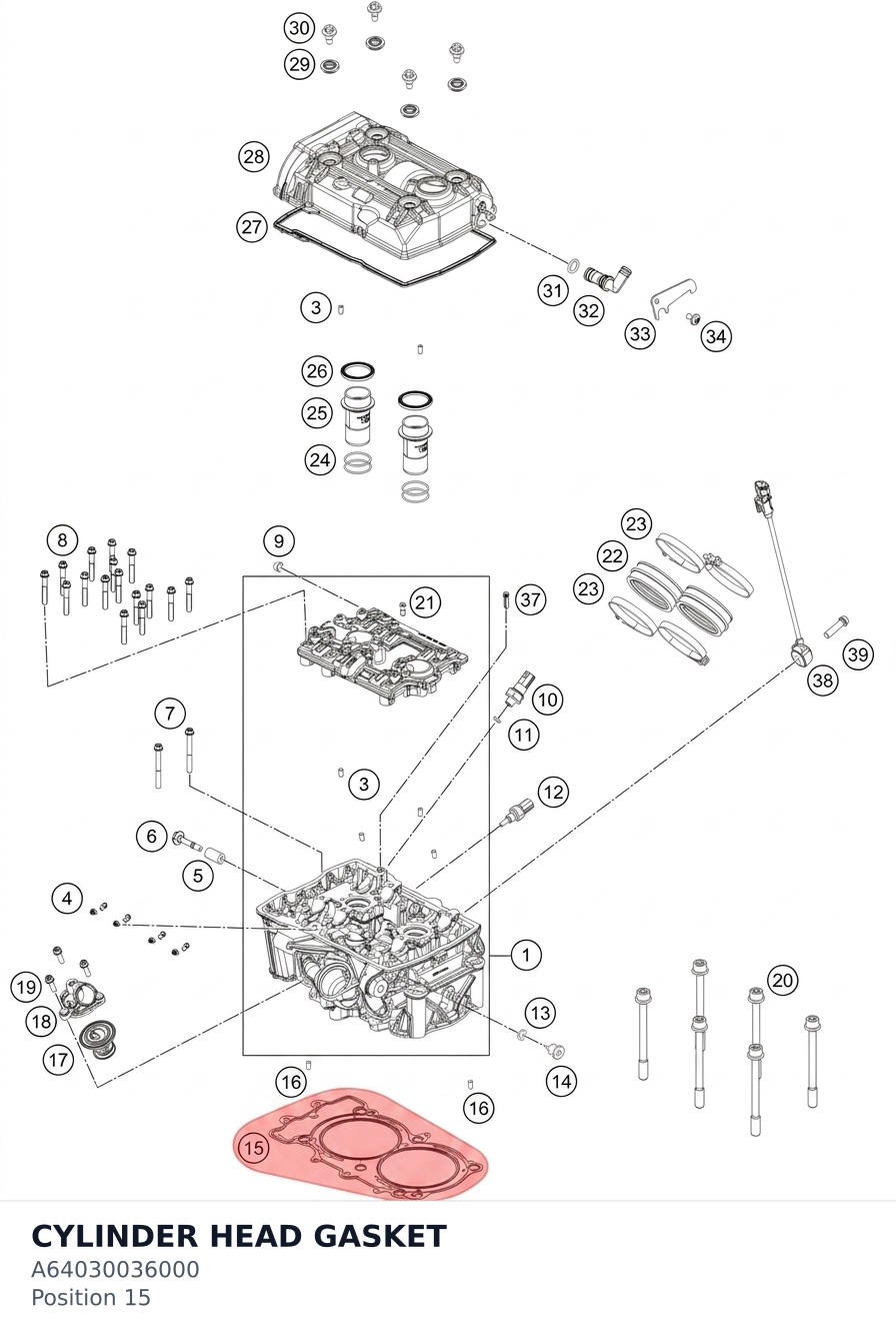 Diagram preview: CYLINDER HEAD GASKET (A64030036000)