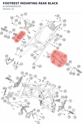 Diagram preview: FOOTREST MOUNTING REAR BLACK (6130304905033S)