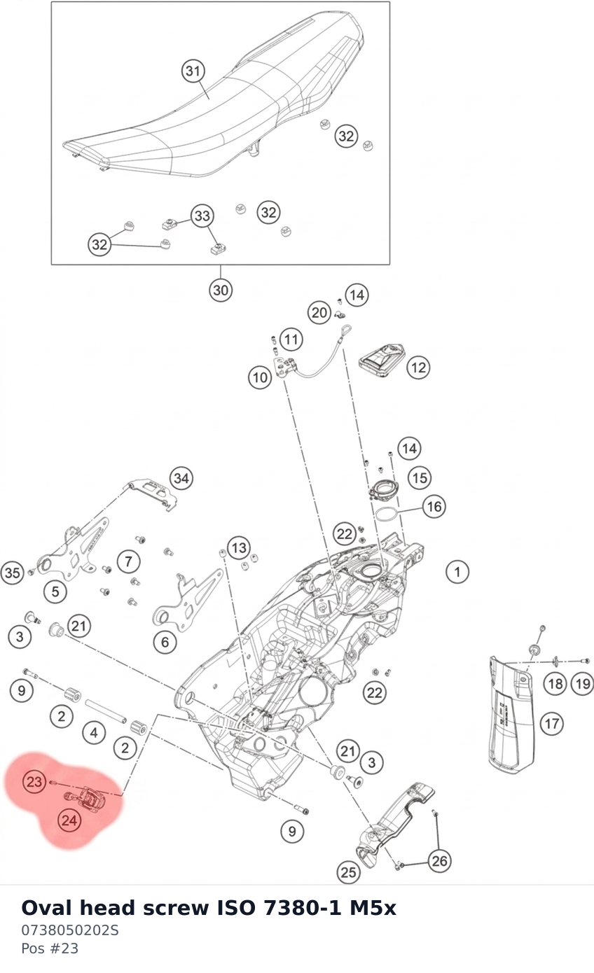 Diagram preview: Oval head screw ISO 7380-1 M5x (0738050202S)