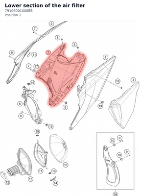 Diagram preview: Lower section of the air filter (79106001000EB)