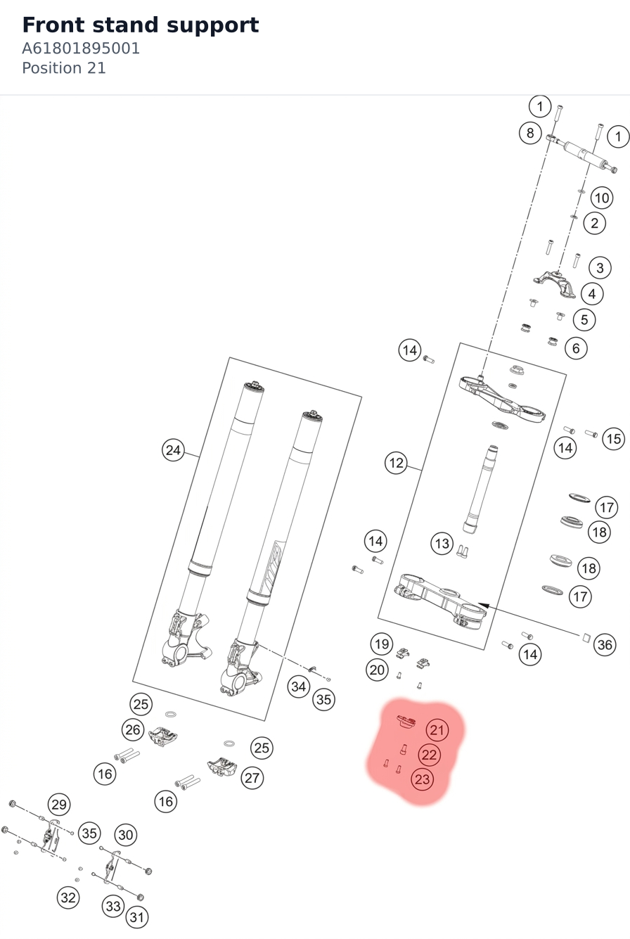 Diagram preview: Front stand support (A61801895001)