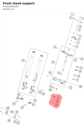 Diagram preview: Front stand support (A61801895001)
