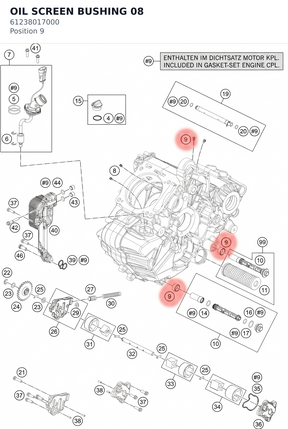 Diagram preview: OIL SCREEN BUSHING          08 (61238017000)