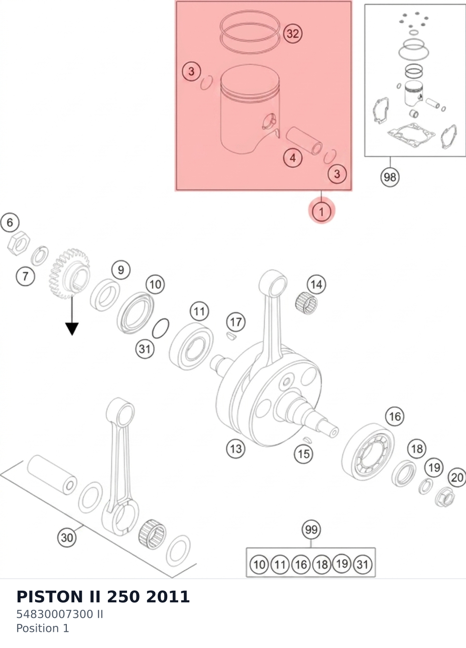 Diagram preview: PISTON II  250            2011 (54830007300 II)