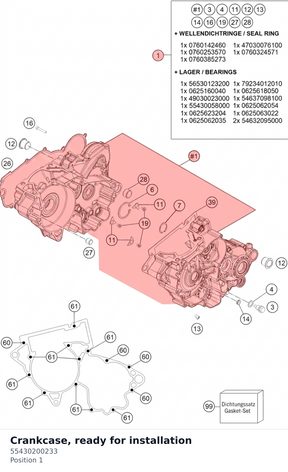 Diagram preview: Crankcase, ready for installation (55430200233)