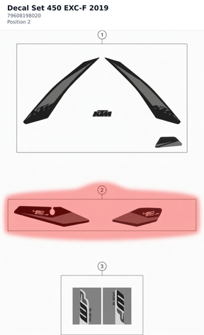 Diagram preview: Decal Set 450 EXC-F 2019 (79608198020)