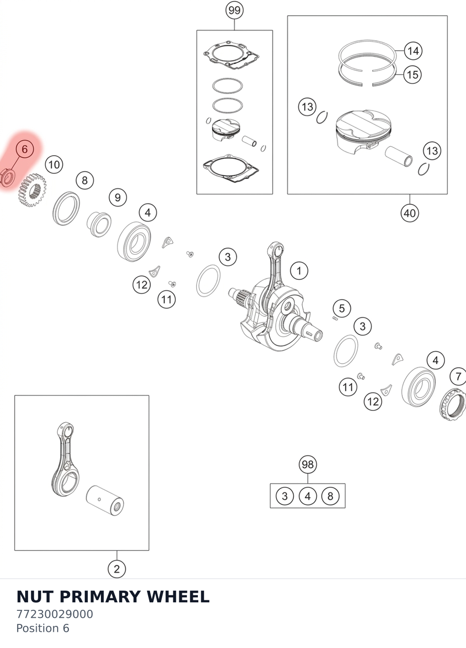 Diagram preview: NUT PRIMARY WHEEL (77230029000)
