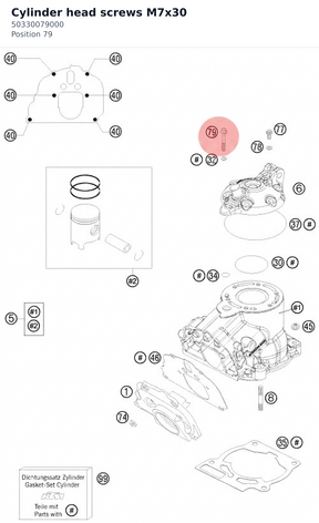 Diagram preview: Cylinder head screws M7x30 (50330079000)