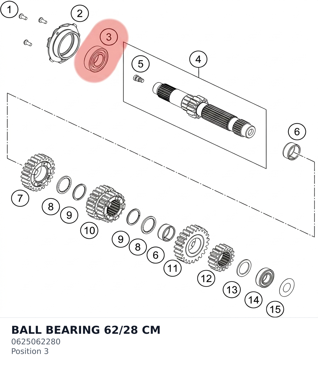 Diagram preview: BALL BEARING 62/28 CM (0625062280)
