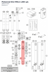 Diagram preview: Pistonrod D12 M9x1 L385 cpl. (48601574S4)