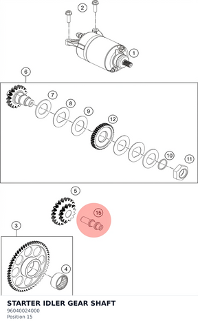 Diagram preview: STARTER IDLER GEAR SHAFT (96040024000)