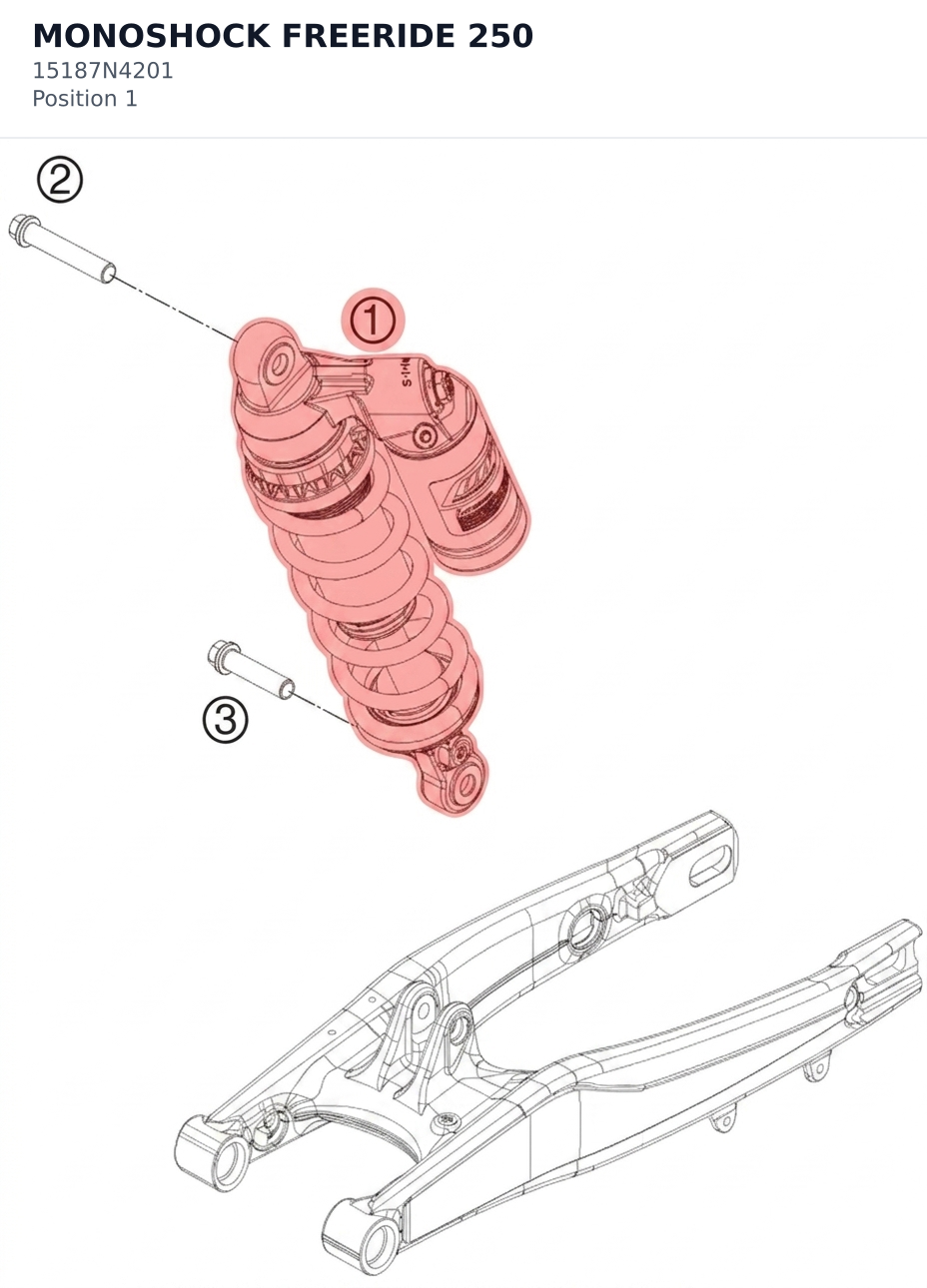 Diagram preview: MONOSHOCK FREERIDE 250 (15187N4201)