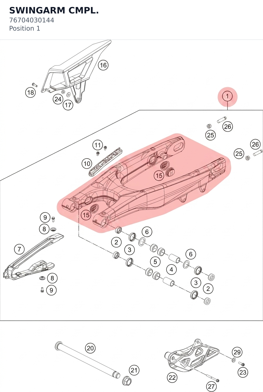 Diagram preview: SWINGARM CMPL. (76704030144)