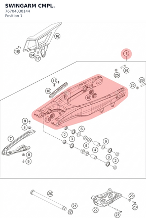 Diagram preview: SWINGARM CMPL. (76704030144)