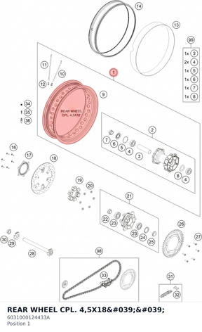 Diagram preview: REAR WHEEL CPL. 4,5X18'' (6031000124433A)