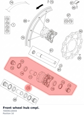Diagram preview: Front wheel hub cmpl. (70009110044)