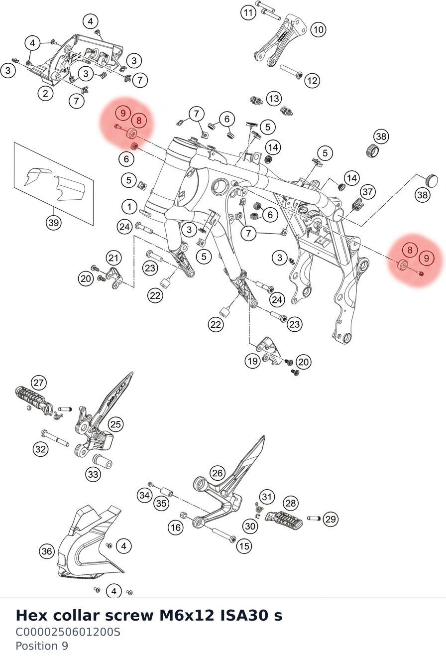 Diagram preview: Hex collar screw M6x12 ISA30 s (C0000250601200S)