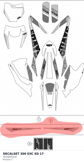 Diagram preview: DECALSET 300 EXC SD 17 (50408095200)