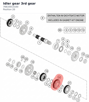 Diagram preview: Idler gear 3rd gear (76633013100)