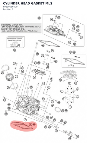 Diagram preview: CYLINDER HEAD GASKET MLS (69130036000)