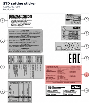 Diagram preview: STD setting sticker (A61003097000)