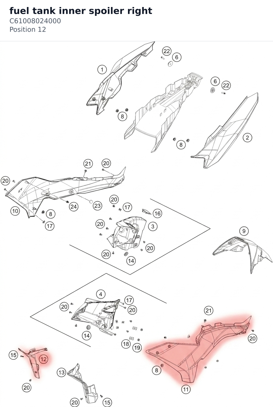 Diagram preview: fuel tank inner spoiler right (C61008024000)