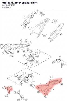 Diagram preview: fuel tank inner spoiler right (C61008024000)