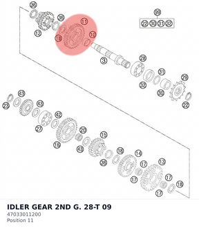 Diagram preview: IDLER GEAR 2ND G. 28-T      09 (47033011200)