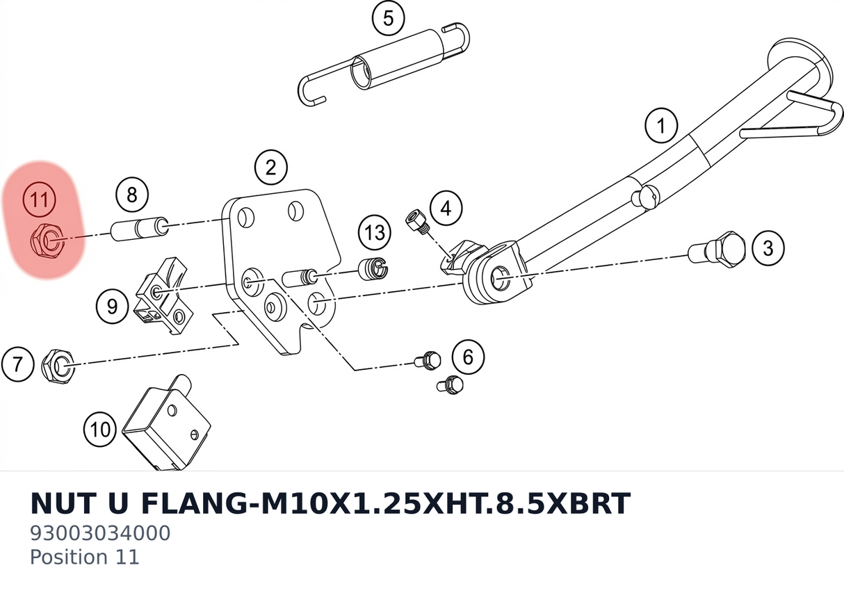 Diagram preview: NUT U FLANG-M10X1.25XHT.8.5XBRT (93003034000)