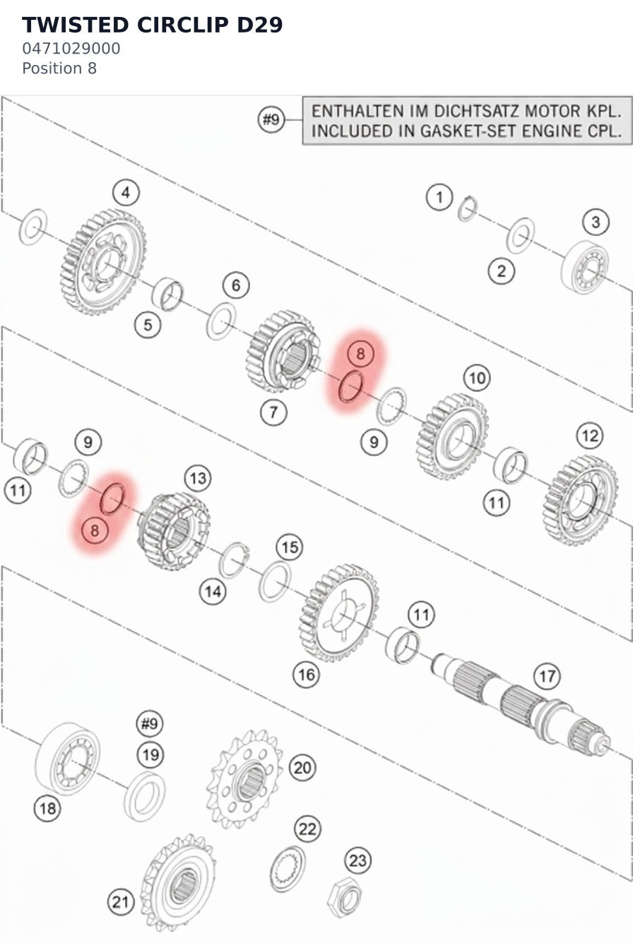 Diagram preview: TWISTED CIRCLIP D29 (0471029000)