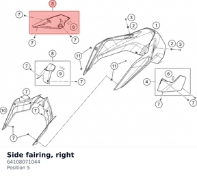 Diagram preview: Side fairing, right (64108071044)