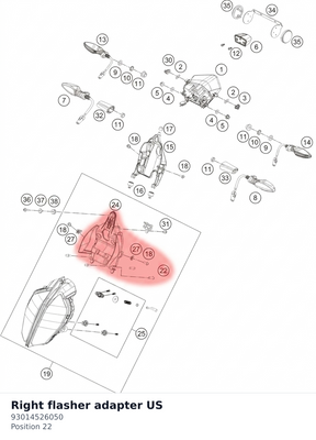 Diagram preview: Right flasher adapter US (93014526050)