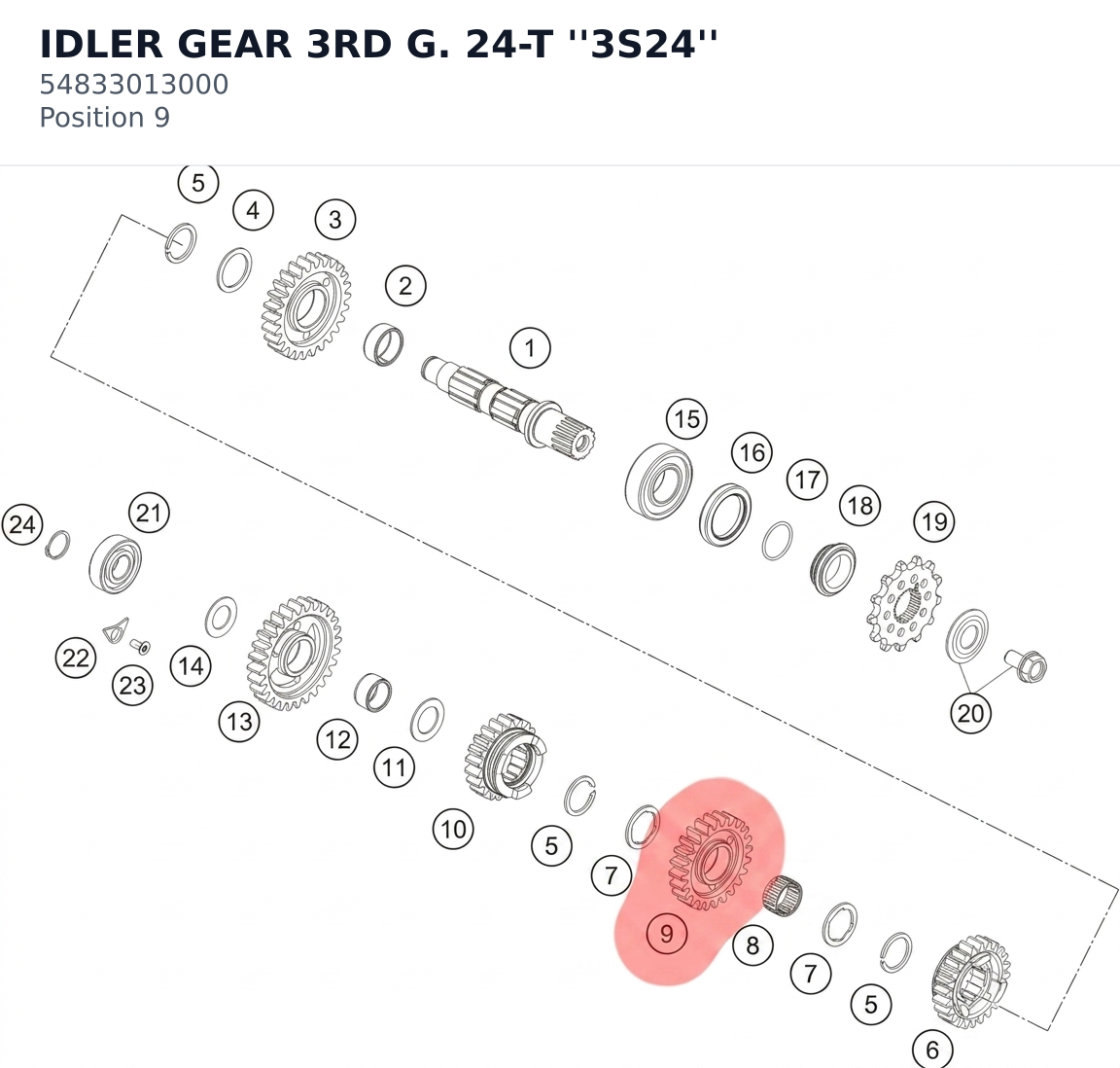 Diagram preview: IDLER GEAR 3RD G. 24-T ''3S24'' (54833013000)