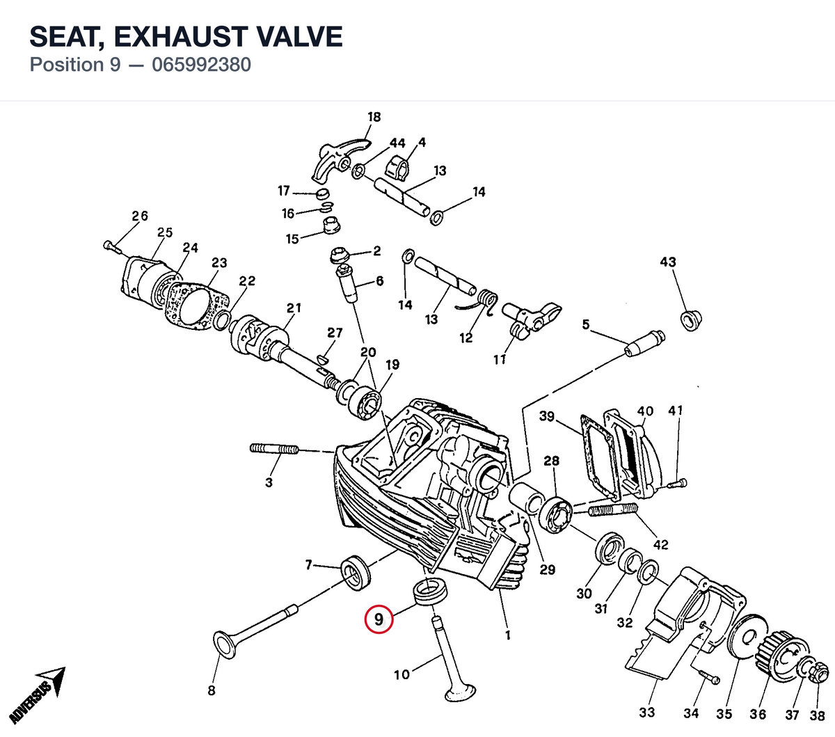 SEAT, EXHAUST VALVE 065992380 diagram position