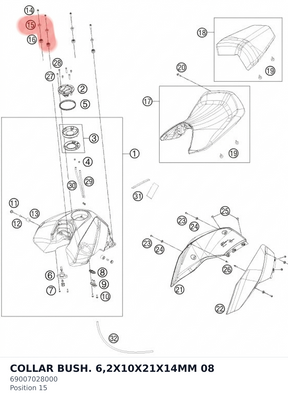 Diagram preview: COLLAR BUSH. 6,2X10X21X14MM 08 (69007028000)