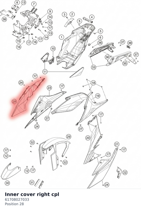 Diagram preview: Inner cover right cpl (61708027033)