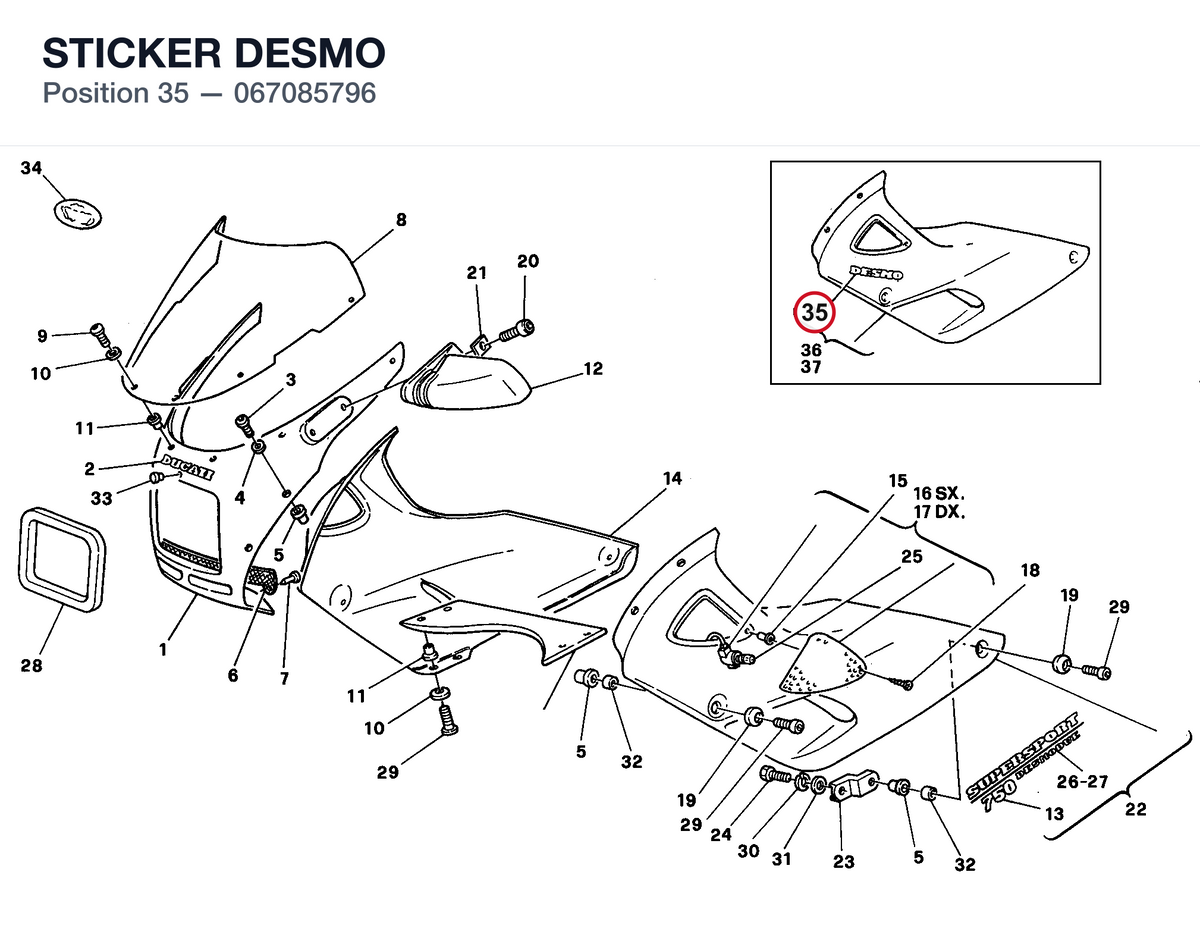 STICKER DESMO 067085796 diagram position