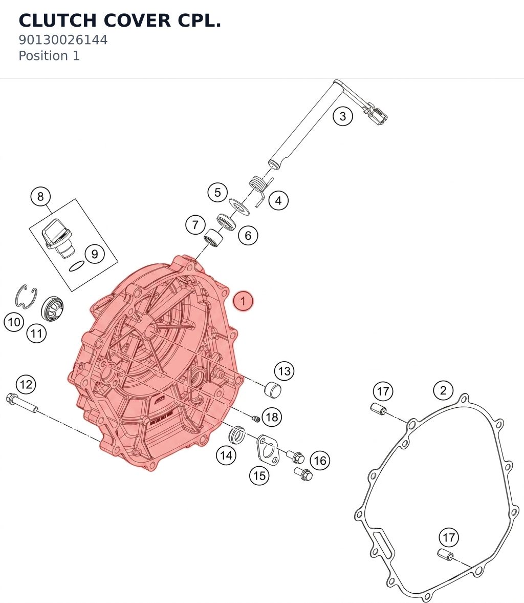 Diagram preview: CLUTCH COVER CPL. (90130026144)