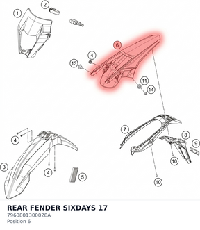 Diagram preview: REAR FENDER SIXDAYS 17 (7960801300028A)