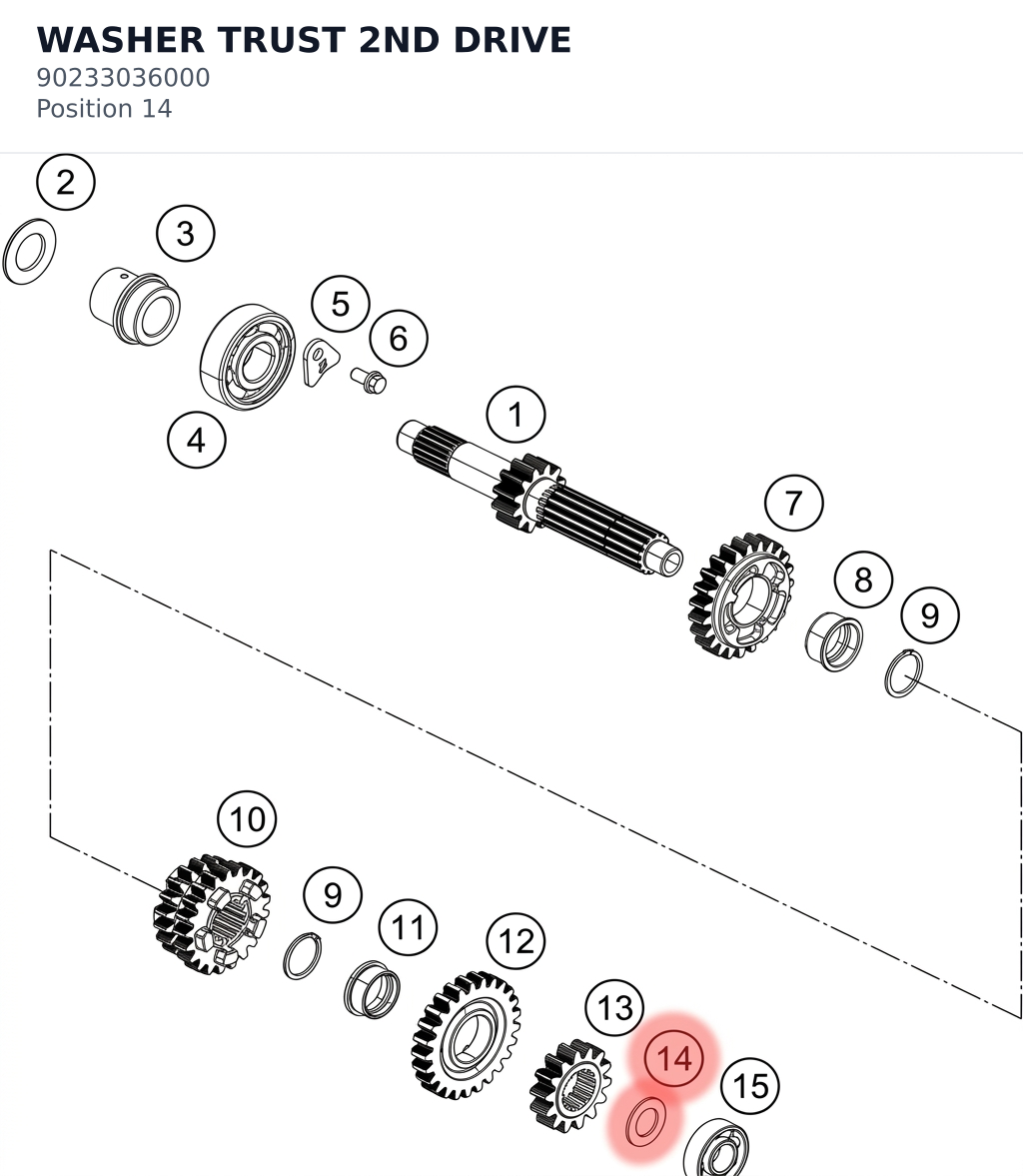 Diagram preview: WASHER TRUST 2ND DRIVE (90233036000)