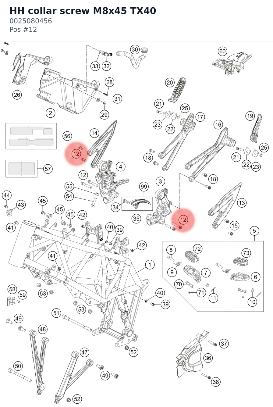 Diagram preview: HH collar screw M8x45 TX40 (0025080456)