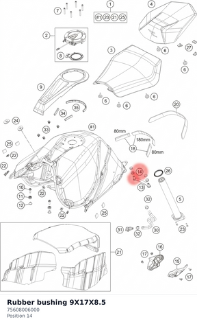 Diagram preview: Rubber bushing 9X17X8.5 (75608006000)