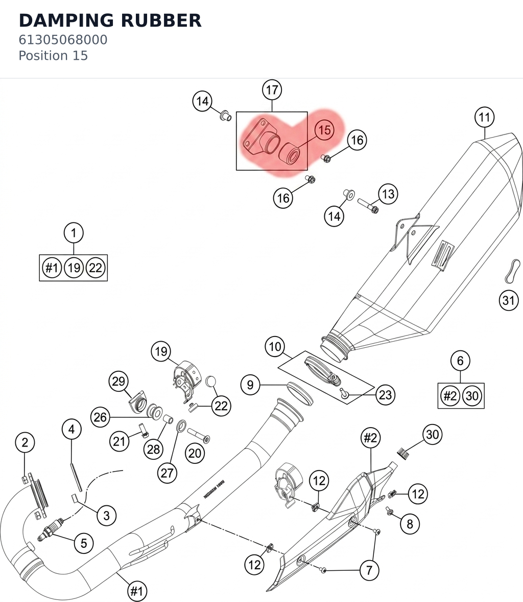 Diagram preview: DAMPING RUBBER (61305068000)