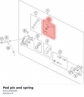 Diagram preview: Pad pin and spring (63513085000)