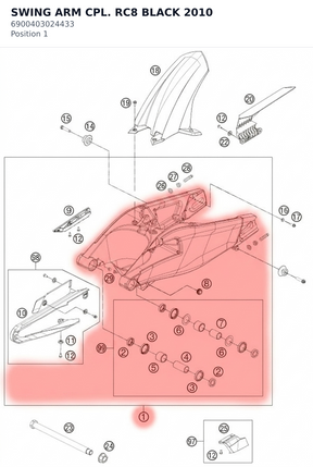 Diagram preview: SWING ARM CPL. RC8 BLACK  2010 (6900403024433)