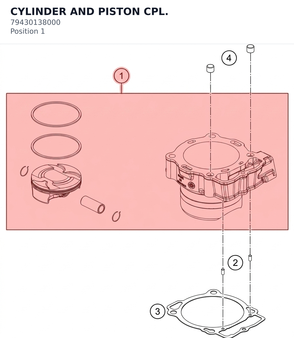 Diagram preview: CYLINDER AND PISTON CPL. (79430138000)